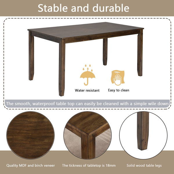English Elm 6 Piece Walnut Dining Set - Modern Rectangular Table With Upholstered Chairs & Versatile Bench W1998S00011
