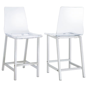 English Elm Clear Acrylic Counter Stools Set of 2 with Chrome Base, Curved Back Comfort, Modern Bar Seating B062P153519