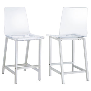 English Elm Clear and Chrome Counter Height Stools (Set Of 2)