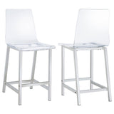 Modern Clear Acrylic Chrome Counter Height Stools, Set of 2, Sturdy Back & Foot Supports