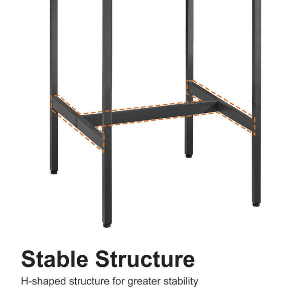 English Elm Bar Table Set Rustic Brown & Black with 2 Industrial Bar Chairs, Space-Saving Stable H-Frame, Waterproof Surface, Adjustable Feet — 23.6"x23.6"x35.4" W1668P143123