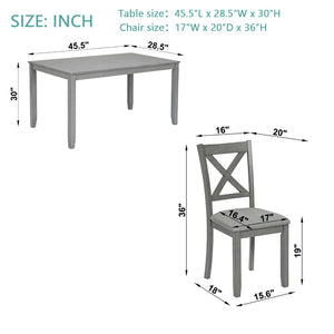 English Elm Wooden 5 Piece Dining Set Birch Veneer Table X-back Chairs for Small Spaces W1998S00012