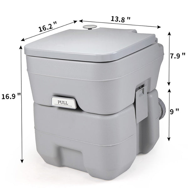 English Elm 5 Gallon Portable Toilet with Sealed Valve Hdpe Build for Camping Travel Outdoor W2181P153991