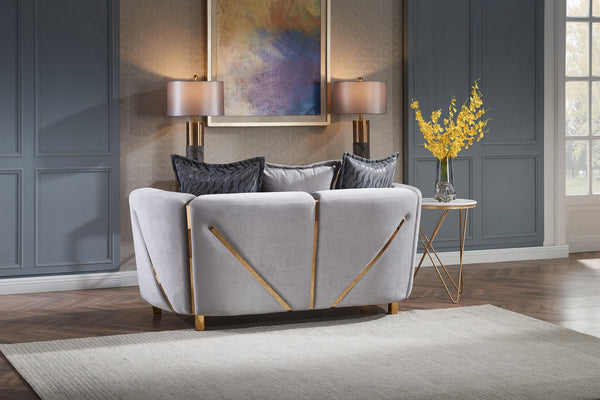 English Elm Thick Chanelle Loveseat with Gold-Finish Solid Wood Frame, Plush Velvet Upholstery for Two, Gray Plush B009P153974