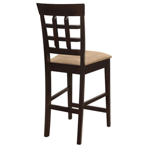 English Elm Beige Cappuccino Upholstered Counter Stools Set of 2 — Solid Wood, Mocha Fabric, Modern Comfort Chair B062P153489