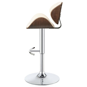 English Elm Ecru Adjustable Bar Stool With Chrome Base & Walnut Accents - Modern Comfort For Stylish Spaces B062P153492