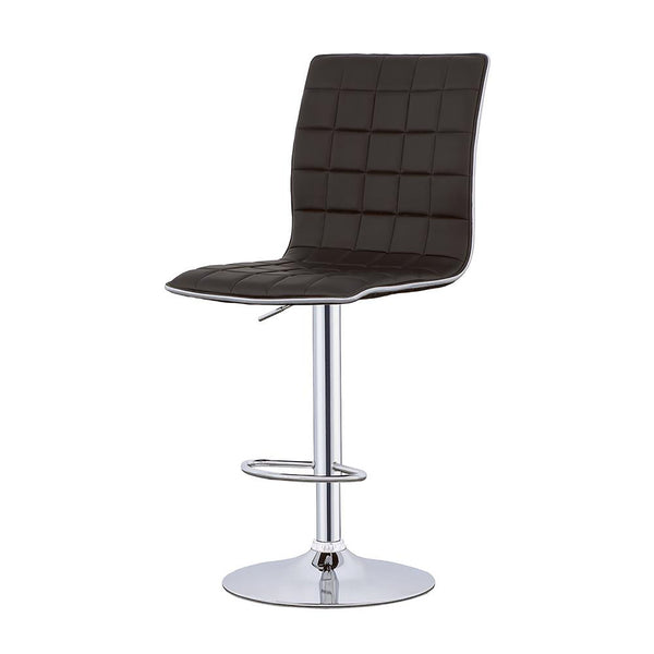 English Elm Waffle Faux Leather Adjustable Bar Stools Set of 2 — Black Waffle Texture, Chrome Base, Ergonomic Comfort B062P153491