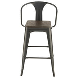 English Elm Dark Elm and Matte Black Bar Height Stool (Set Of 2)