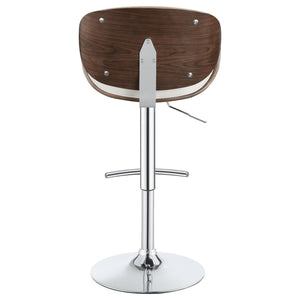 English Elm Ecru Adjustable Bar Stool With Chrome Base & Walnut Accents - Modern Comfort For Stylish Spaces B062P153492