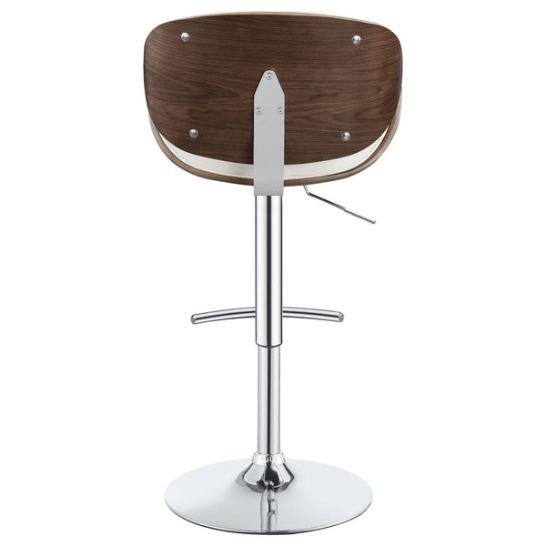 English Elm Ecru Adjustable Bar Stool With Chrome Base & Walnut Accents - Modern Comfort For Stylish Spaces B062P153492