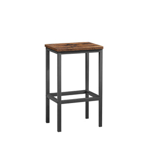 English Elm Bar Table Set Rustic Brown & Black with 2 Industrial Bar Chairs, Space-Saving Stable H-Frame, Waterproof Surface, Adjustable Feet — 23.6"x23.6"x35.4" W1668P143123