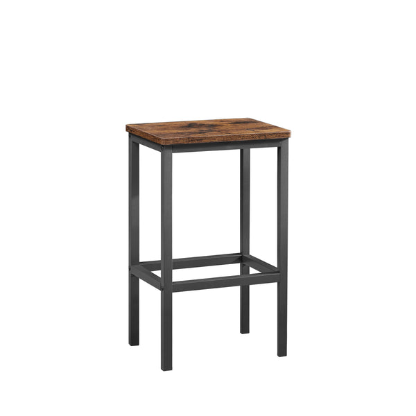 English Elm Bar Table Set Rustic Brown & Black with 2 Industrial Bar Chairs, Space-Saving Stable H-Frame, Waterproof Surface, Adjustable Feet — 23.6"x23.6"x35.4" W1668P143123