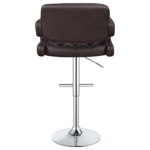 English Elm Brown Tufted Adjustable Bar Stool with Armrests, Chrome Base, Faux Leather Comfort for Entertaining B062P153486