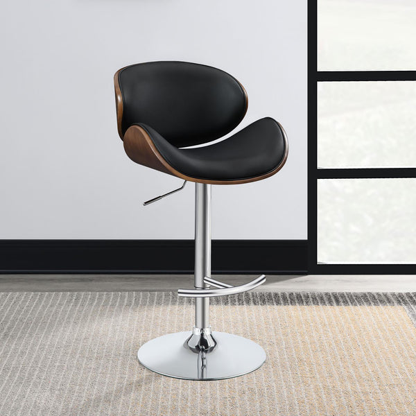 English Elm Black Adjustable Bar Stool With Chrome Base – Modern Design, Ergonomic Comfort, And Versatile Style B062P153496