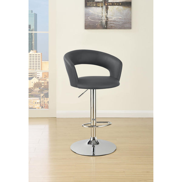 English Elm Grey Adjustable Bar Stool with Chrome Base, Faux Leather Open Back, Height-Adjustable Comfort Seat B062P153487