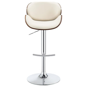 English Elm Ecru Adjustable Bar Stool With Chrome Base & Walnut Accents - Modern Comfort For Stylish Spaces B062P153492