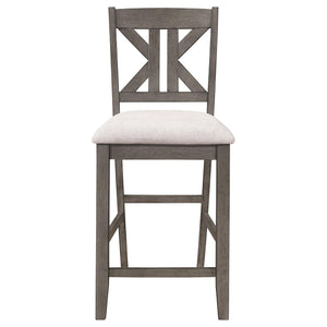 English Elm Barn Grey Counter Height Stool Set of 2 — Rustic Barn Grey Frame, Light Khaki Upholstered Seat, Comfortable Casual Seating B062P153498