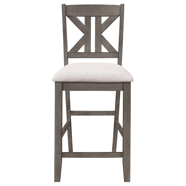 English Elm Barn Grey Counter Height Stool Set of 2 — Rustic Barn Grey Frame, Light Khaki Upholstered Seat, Comfortable Casual Seating B062P153498