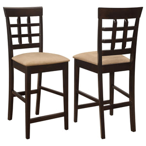 English Elm Beige Cappuccino Upholstered Counter Stools Set of 2 — Solid Wood, Mocha Fabric, Modern Comfort Chair B062P153489