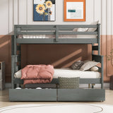 Hearth and Haven Twin over Full Bunk Bed with 2 Drawers, Grey GX000449AAE