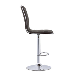 English Elm Waffle Faux Leather Adjustable Bar Stools Set of 2 — Black Waffle Texture, Chrome Base, Ergonomic Comfort B062P153491