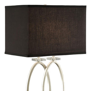 English Elm Brushed Brushed Nickel and Black Rectangular Shade Accent Lamp with Sleek Oval Base and 3-Way Dimmer B062P153480