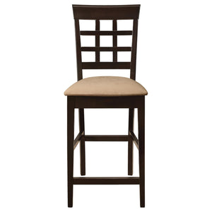English Elm Beige Cappuccino Upholstered Counter Stools Set of 2 — Solid Wood, Mocha Fabric, Modern Comfort Chair B062P153489