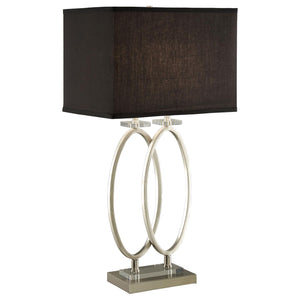 English Elm Brushed Brushed Nickel and Black Rectangular Shade Accent Lamp with Sleek Oval Base and 3-Way Dimmer B062P153480