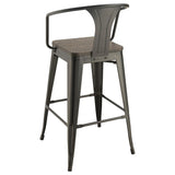 English Elm Dark Elm and Matte Black Bar Height Stool (Set Of 2)