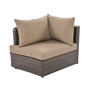 English Elm TOPMAX 6-Piece Patio Conversation Sofa Set with Modular Seating, Thick Cushions & Tempered Glass Table Brown SP100020AAE