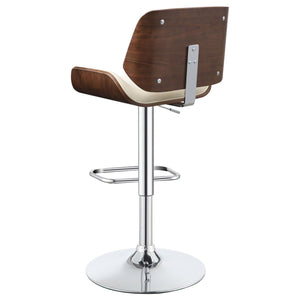 English Elm Ecru Adjustable Bar Stool with Faux Leather Seat, Walnut Wood & Chrome Base, Modern Counter Height Elegance B062P153502
