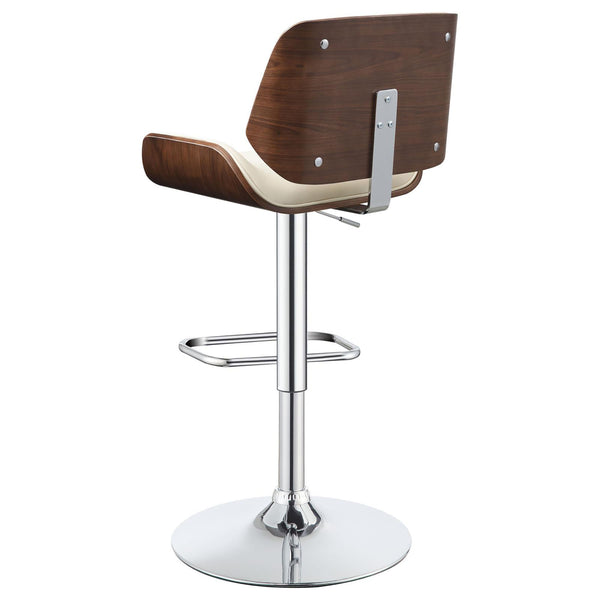 English Elm Ecru Adjustable Bar Stool with Faux Leather Seat, Walnut Wood & Chrome Base, Modern Counter Height Elegance B062P153502