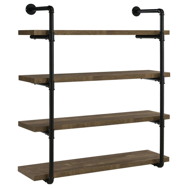English Elm Black Driftwood Metal 24-Inch Wall Shelf Rustic Industrial Pipe Frame Display for Cabin Decor Photos Books Black+Brown B062P153483