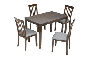 English Elm Wooden Dining Table For Small Spaces - Elegant Walnut Rectangular Kitchen Table Seats 4, Durable Design W1998126364-GIGA