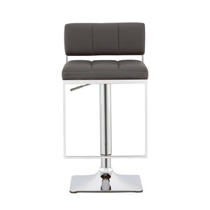 English Elm Grey Adjustable Bar Stool With Chrome Accents - Modern Tufted Faux Leather Comfort For Home Bars B062P153517