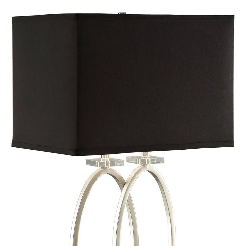 English Elm Brushed Brushed Nickel and Black Rectangular Shade Accent Lamp with Sleek Oval Base and 3-Way Dimmer B062P153480
