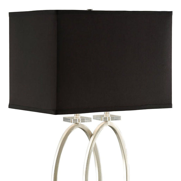 English Elm Brushed Brushed Nickel and Black Rectangular Shade Accent Lamp with Sleek Oval Base and 3-Way Dimmer B062P153480