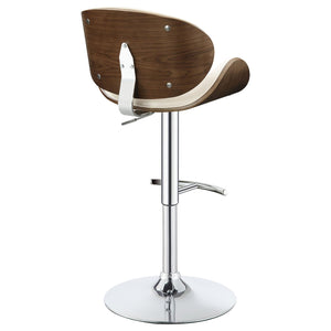 English Elm Ecru Adjustable Bar Stool With Chrome Base & Walnut Accents - Modern Comfort For Stylish Spaces B062P153492