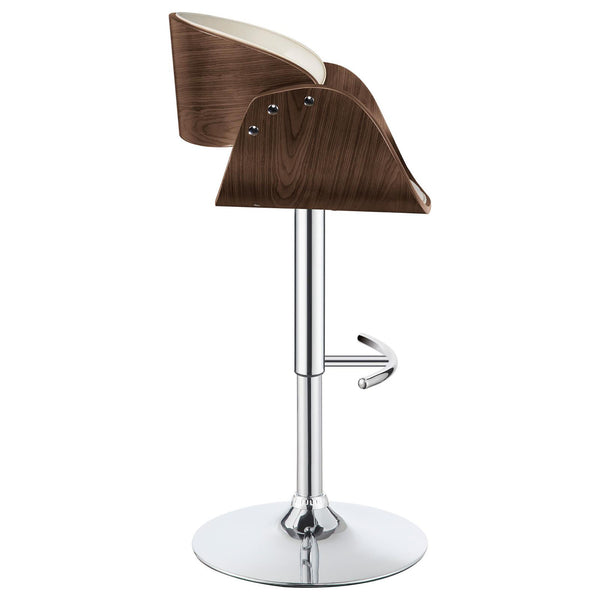 English Elm Ecru Adjustable Bar Stool - Mid-Century Design With Chrome Accents & Walnut Details For Comfort B062P153493