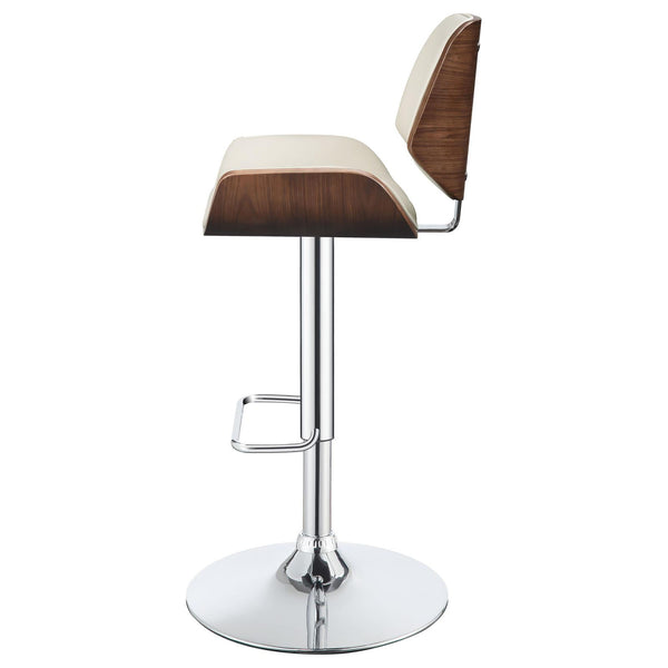 English Elm Ecru Adjustable Bar Stool with Faux Leather Seat, Walnut Wood & Chrome Base, Modern Counter Height Elegance B062P153502