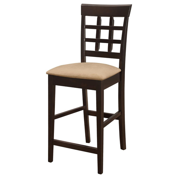 English Elm Beige Cappuccino Upholstered Counter Stools Set of 2 — Solid Wood, Mocha Fabric, Modern Comfort Chair B062P153489