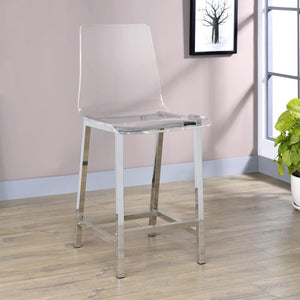 English Elm Clear Acrylic Counter Stools Set of 2 with Chrome Base, Curved Back Comfort, Modern Bar Seating B062P153519