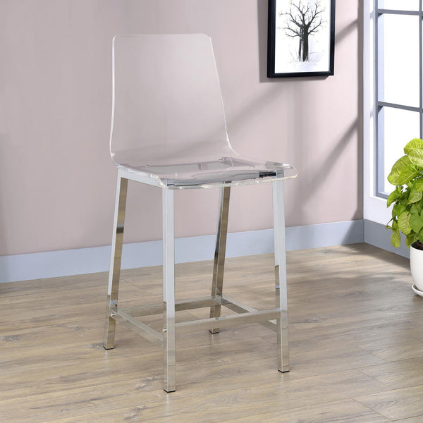 English Elm Clear Acrylic Counter Stools Set of 2 with Chrome Base, Curved Back Comfort, Modern Bar Seating B062P153519