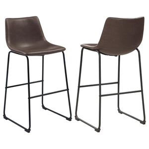 English Elm Brown Two-Tone Armless Bar Stools Set of 2 - Rustic Black Metal Legs, Brown Leatherette Seats, Retro Industrial Flair B062P153515