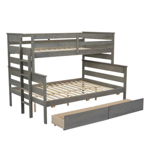 Hearth and Haven Twin over Full Bunk Bed with 2 Drawers, Grey GX000449AAE