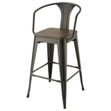 English Elm Dark Elm and Matte Black Bar Height Stool (Set Of 2)