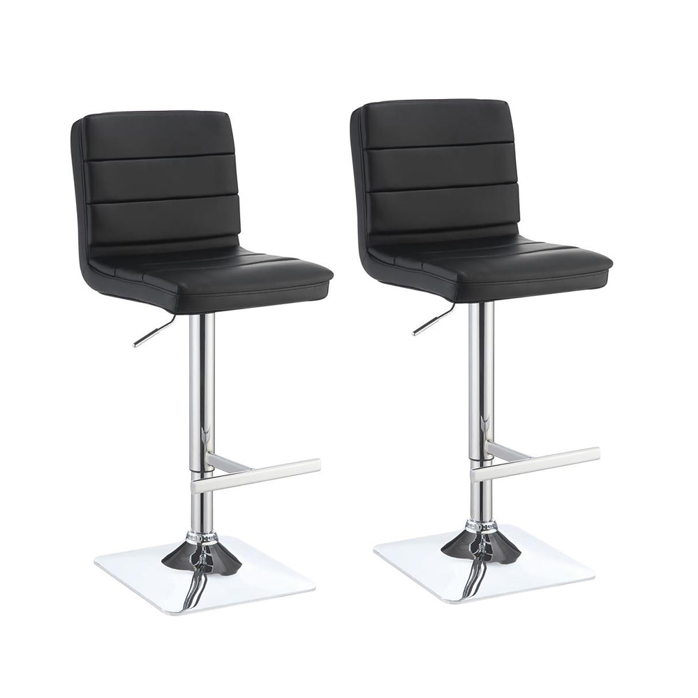English Elm Black Adjustable Bar Stool Set of 2 — Chrome Base, Black Faux Leather, Height-Adjustable Modern Seats B062P153524