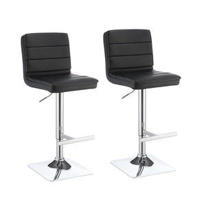 English Elm Black Adjustable Bar Stool Set of 2 — Chrome Base, Black Faux Leather, Height-Adjustable Modern Seats B062P153524