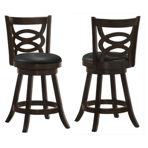 English Elm Cappuccino Counter Height Swivel Stools Set Of 2 - Elegant Black Leatherette With Espresso Finish B062P153488