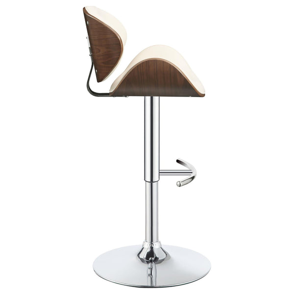 English Elm Ecru Adjustable Bar Stool With Chrome Base & Walnut Accents - Modern Comfort For Stylish Spaces B062P153492